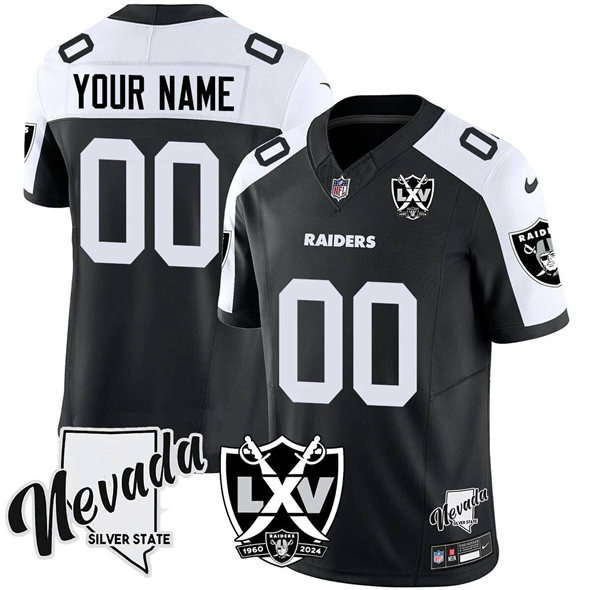 Men's Las Vegas Raiders Active Player Custom Black/White 2024 F.U.S.E With 65th Anniversary Patch Limited Stitched Football Jersey
